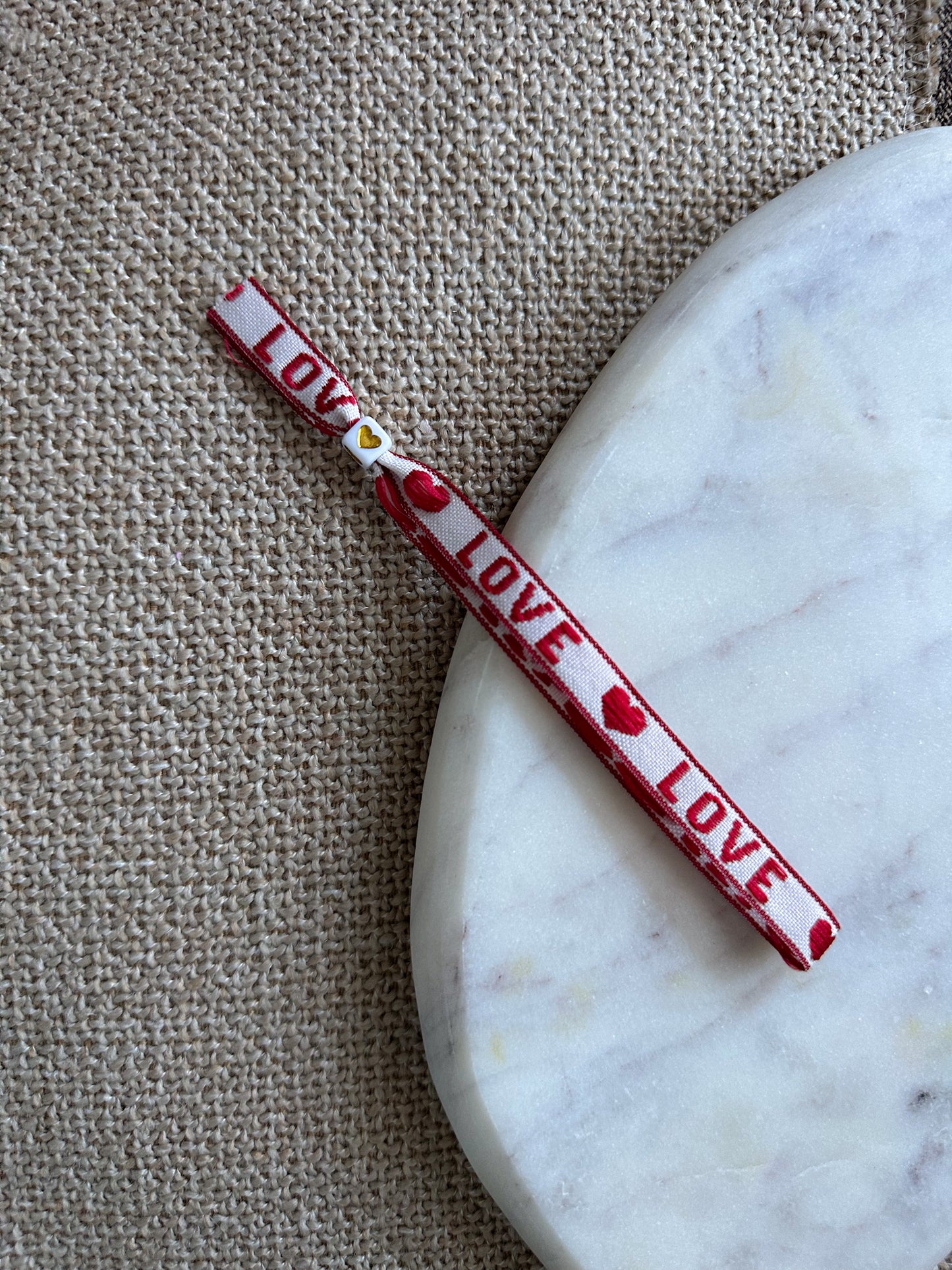 Lintbandje love - wit/rood