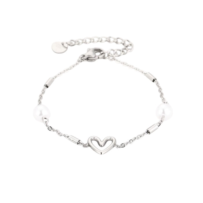 Armband hartje met parels
