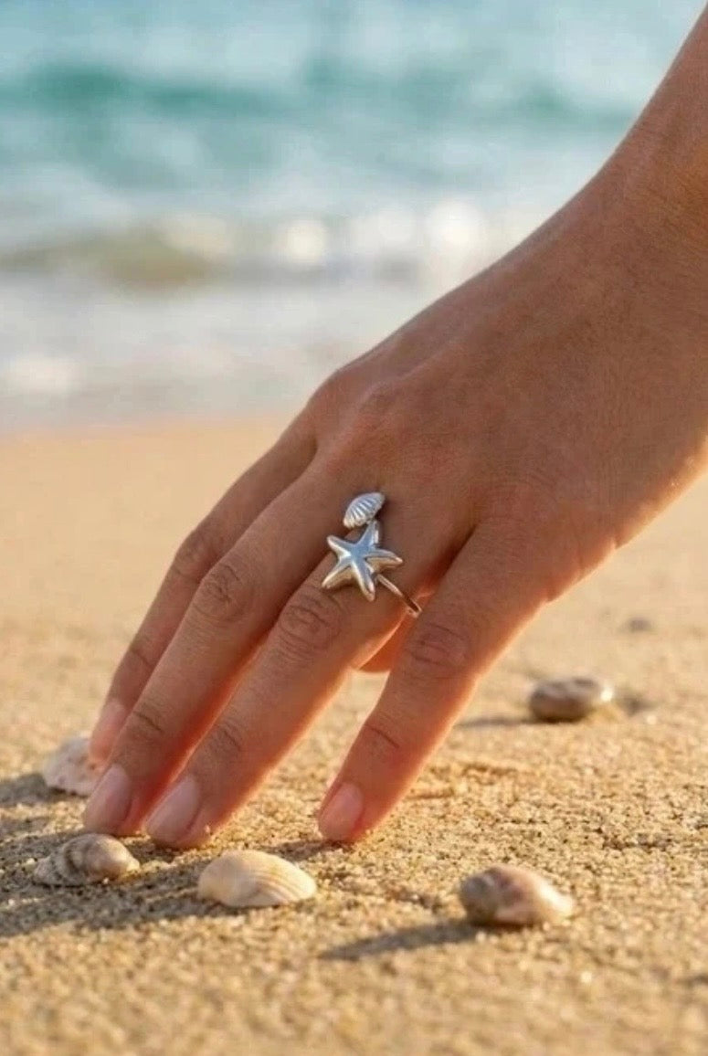 Ring zeester met schelpje