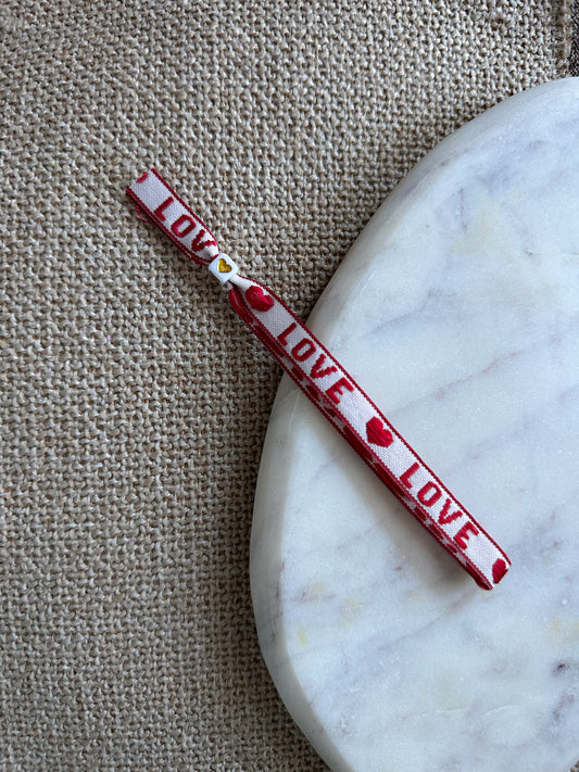 Lintbandje love - wit/rood