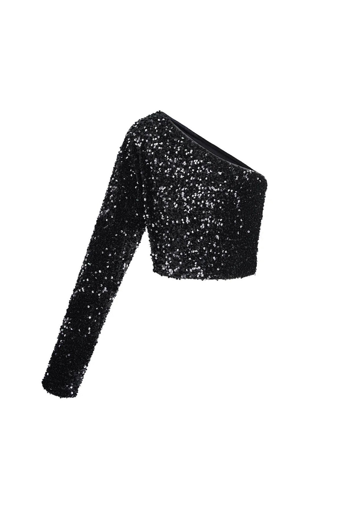 Off shoulder glitter top - zwart