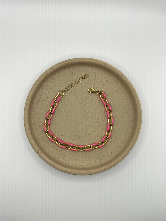 Armband big chain - roze