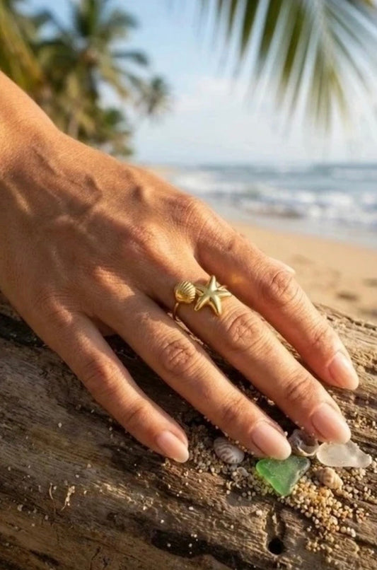 Ring zeester met schelpje