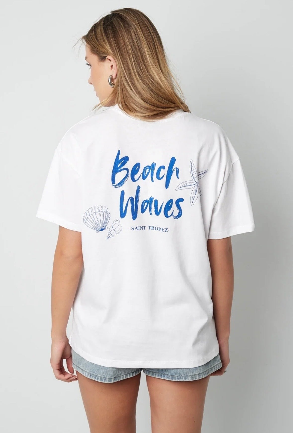 T-shirt beach waves - blauw