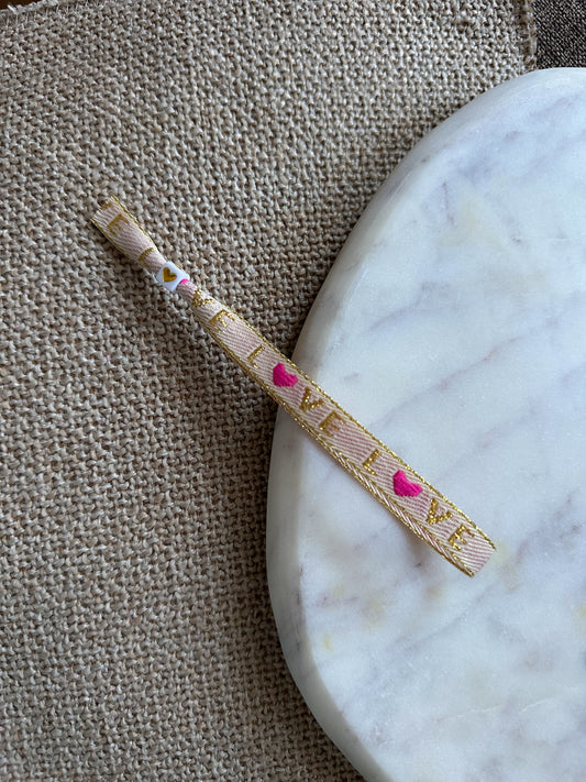 Lintbandje love - goud/roze