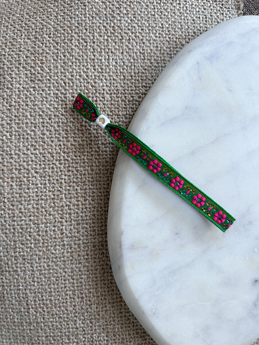 Lintbandje bloemetjes - groen