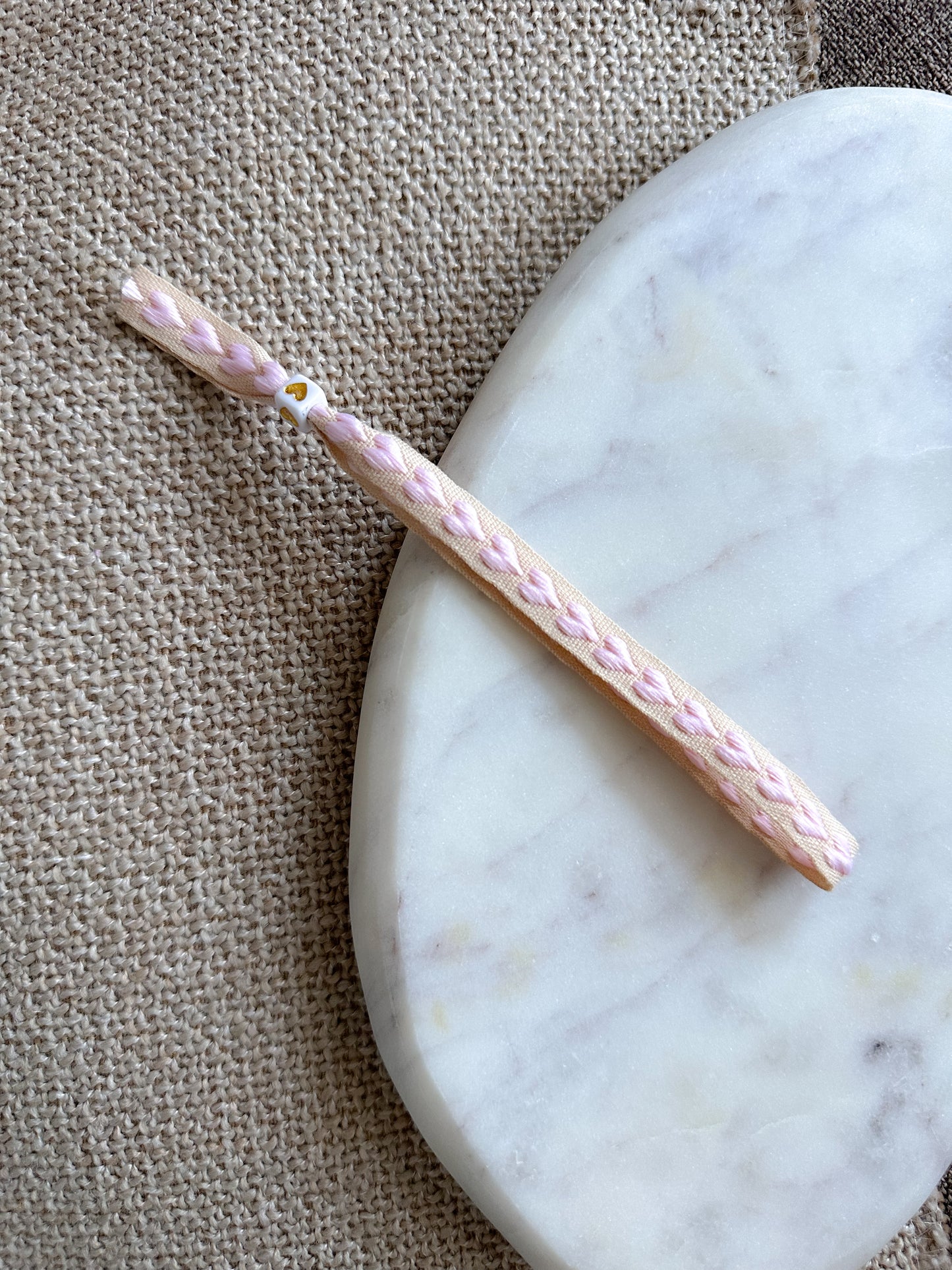 Lintbandje hartjes - roze