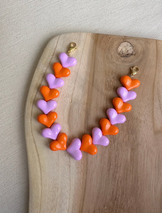 Telefoon koord - oranje/paars