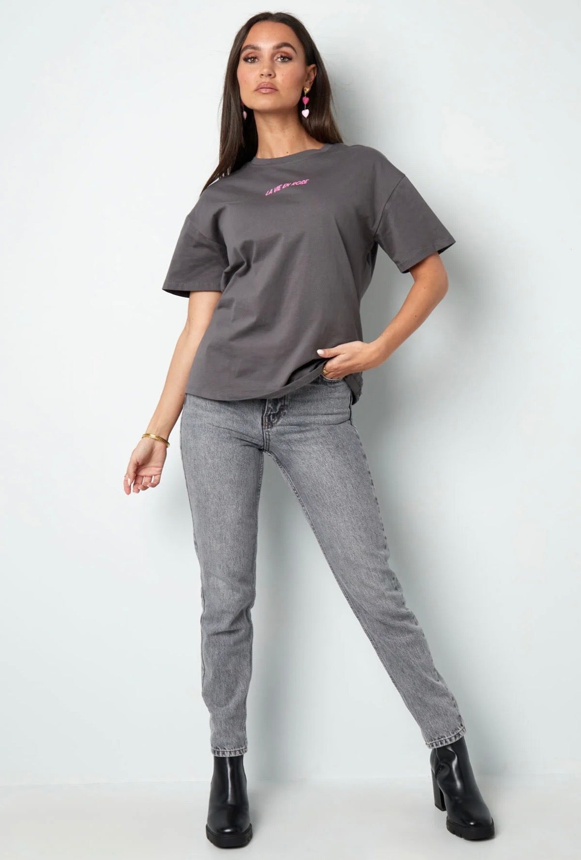T-shirt la vie en rose - grijs
