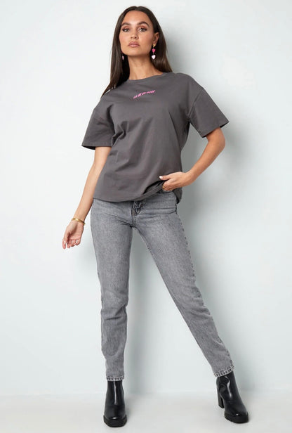 T-shirt la vie en rose - grijs