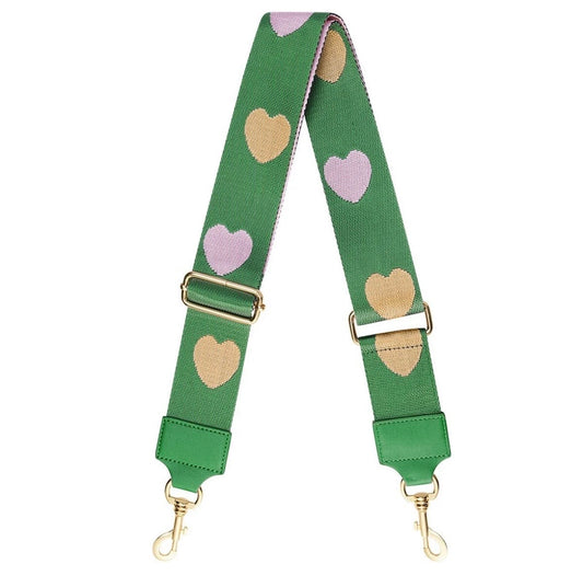 Bag strap loving hearts - groen