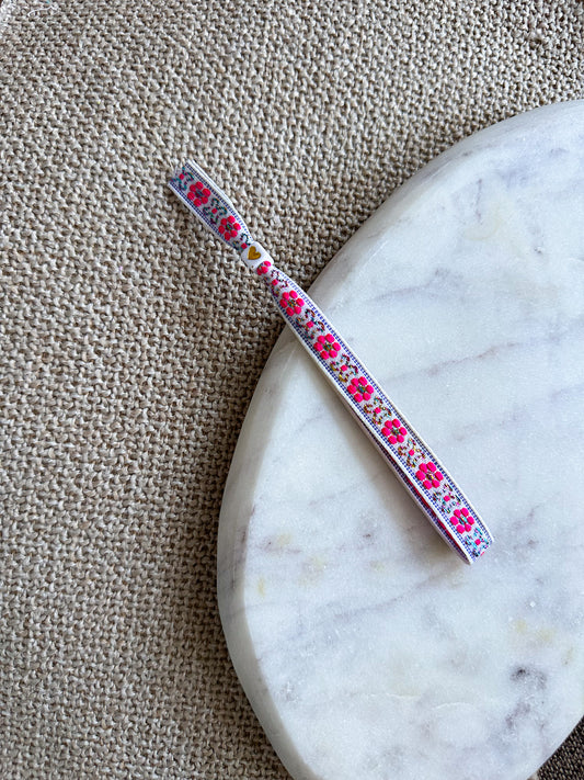 Lintbandje bloemetjes - wit