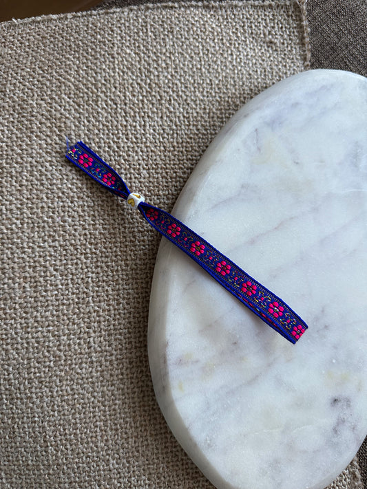 Lintbandje bloemetjes - blauw