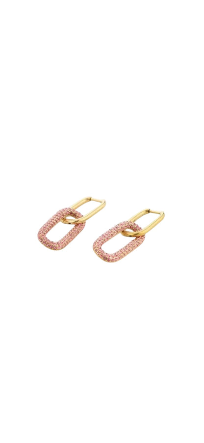 Oorbellen schakel glitter - roze
