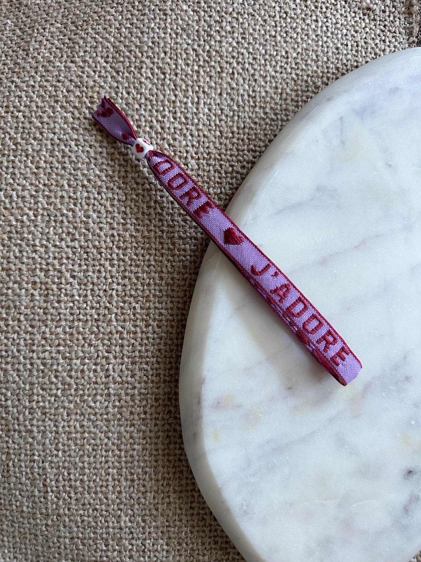 Lintbandje J’adore - paars/rood