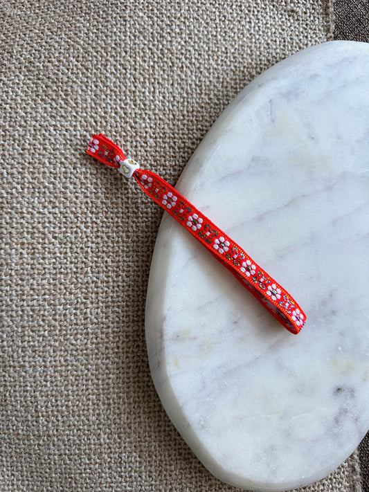 Lintbandje bloemetjes - rood