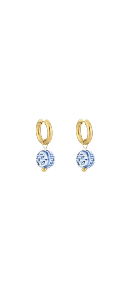 Oorbellen delfts blauw