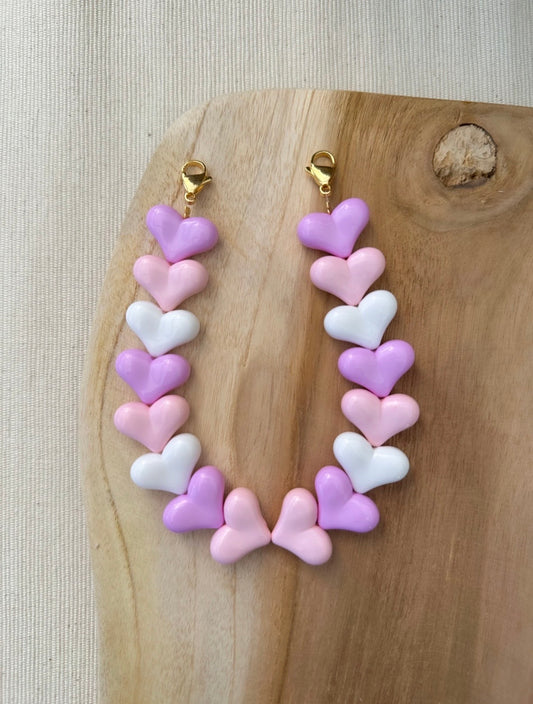 Telefoon koord - roze/paars/ wit