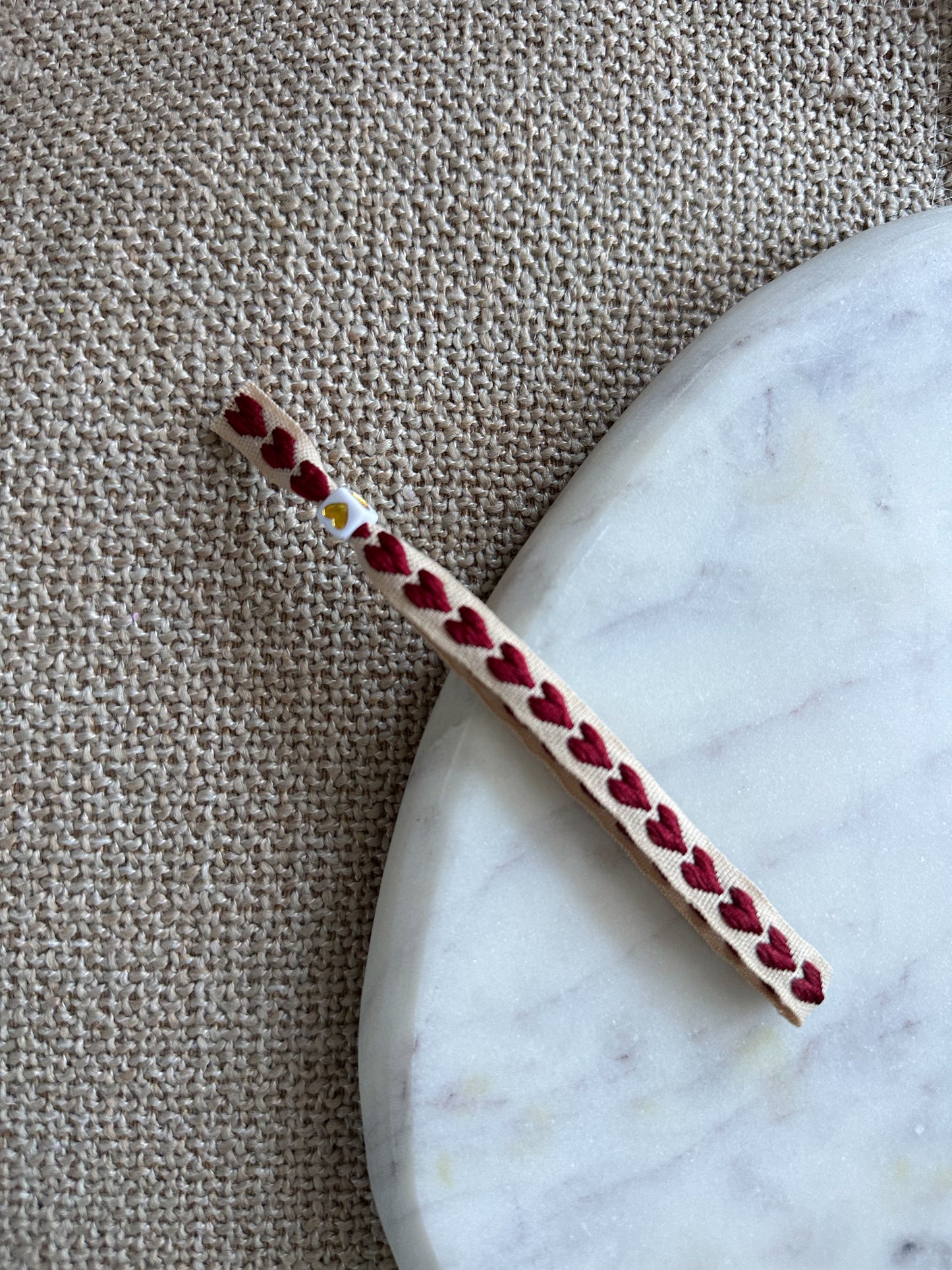 Lintbandje hartjes - rood