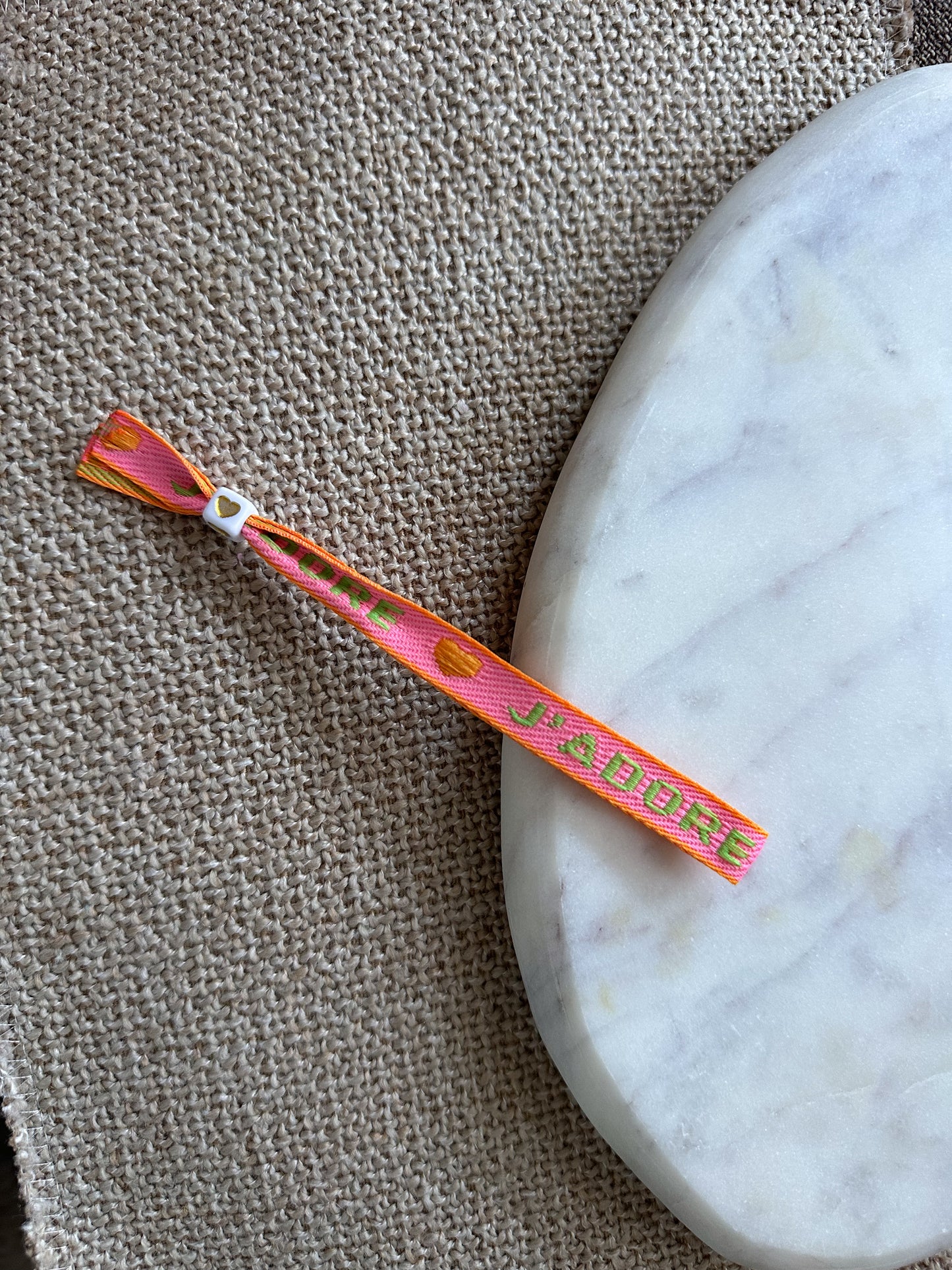 Lintbandje j’adore - oranje/roze