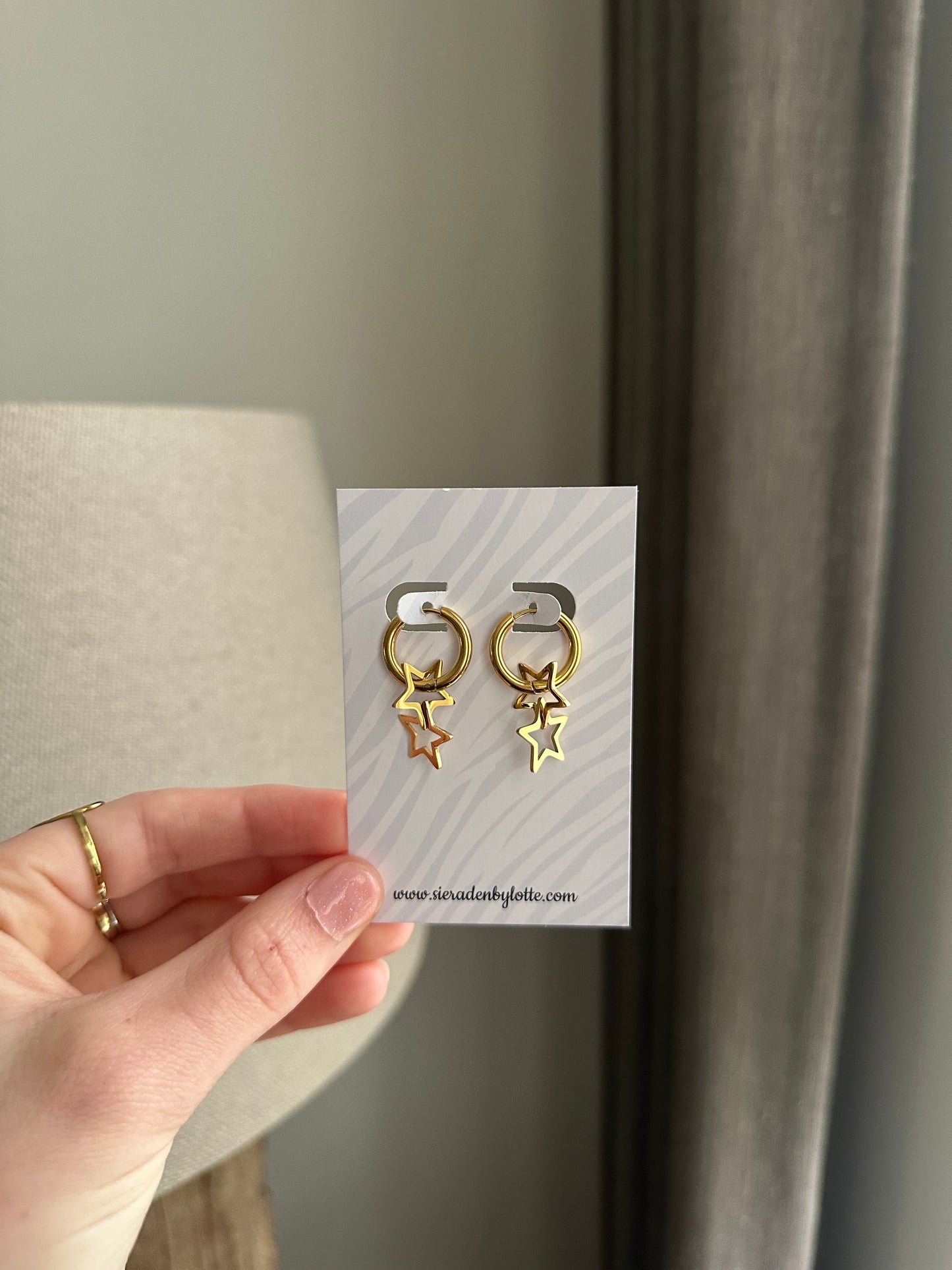 Oorbellen dubbel star