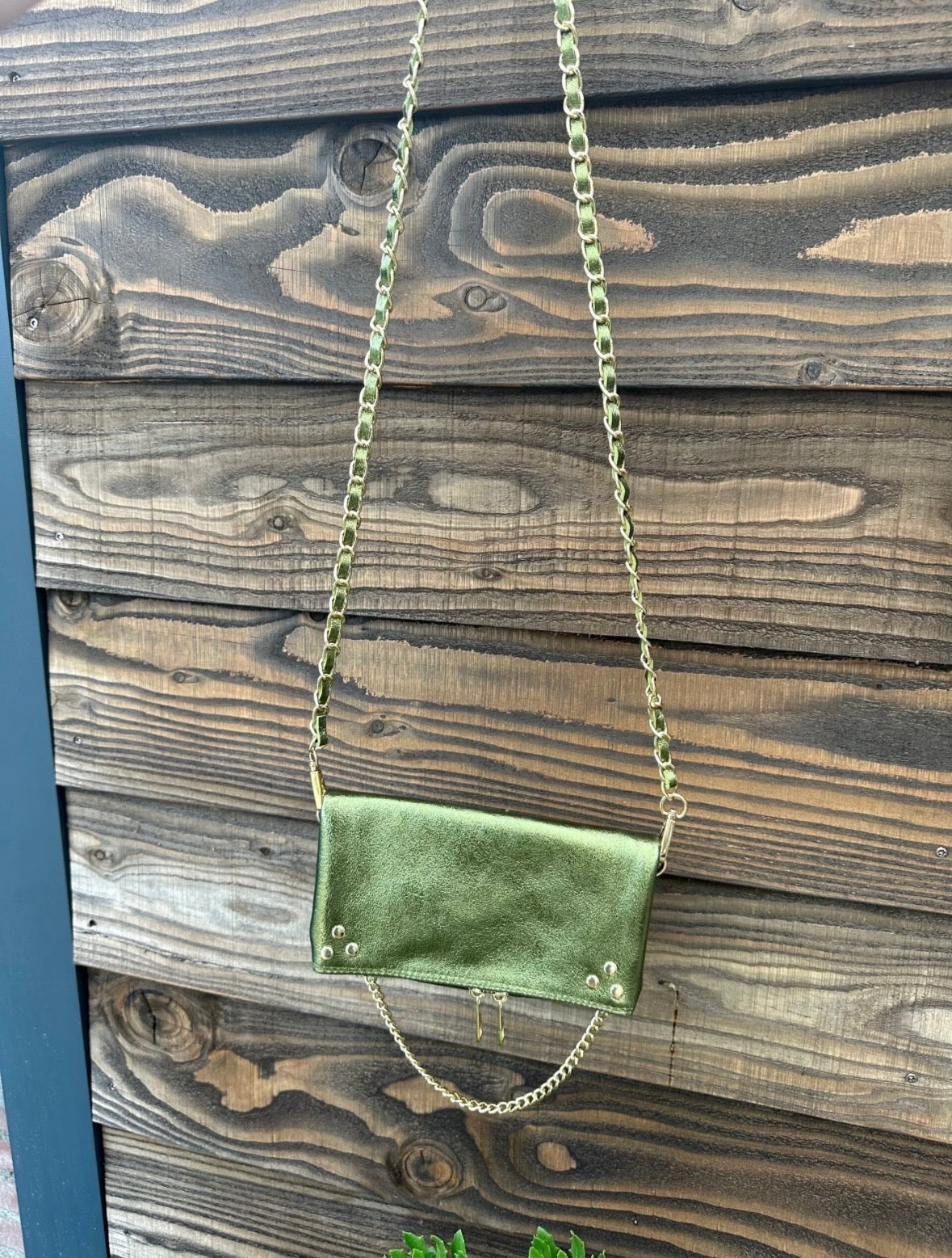 Tas Luna - army green (echt leer)
