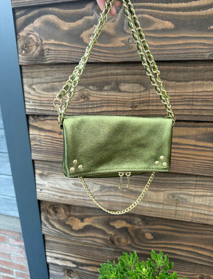 Tas Luna - army green (echt leer)