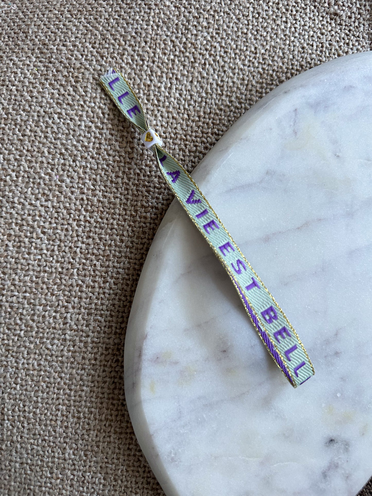 Lintbandje la vie est belle - paars/blauw