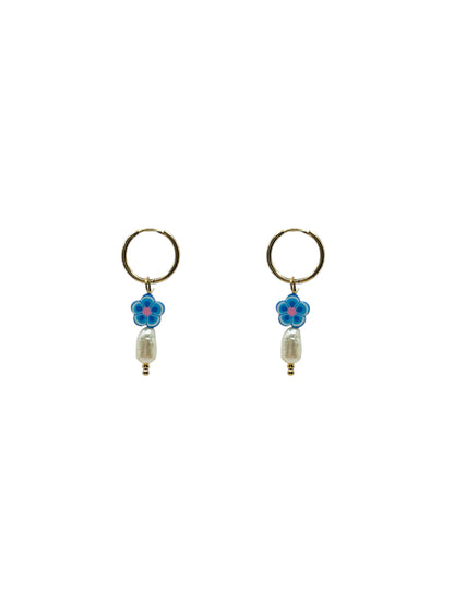 Oorbellen flowers - blauw