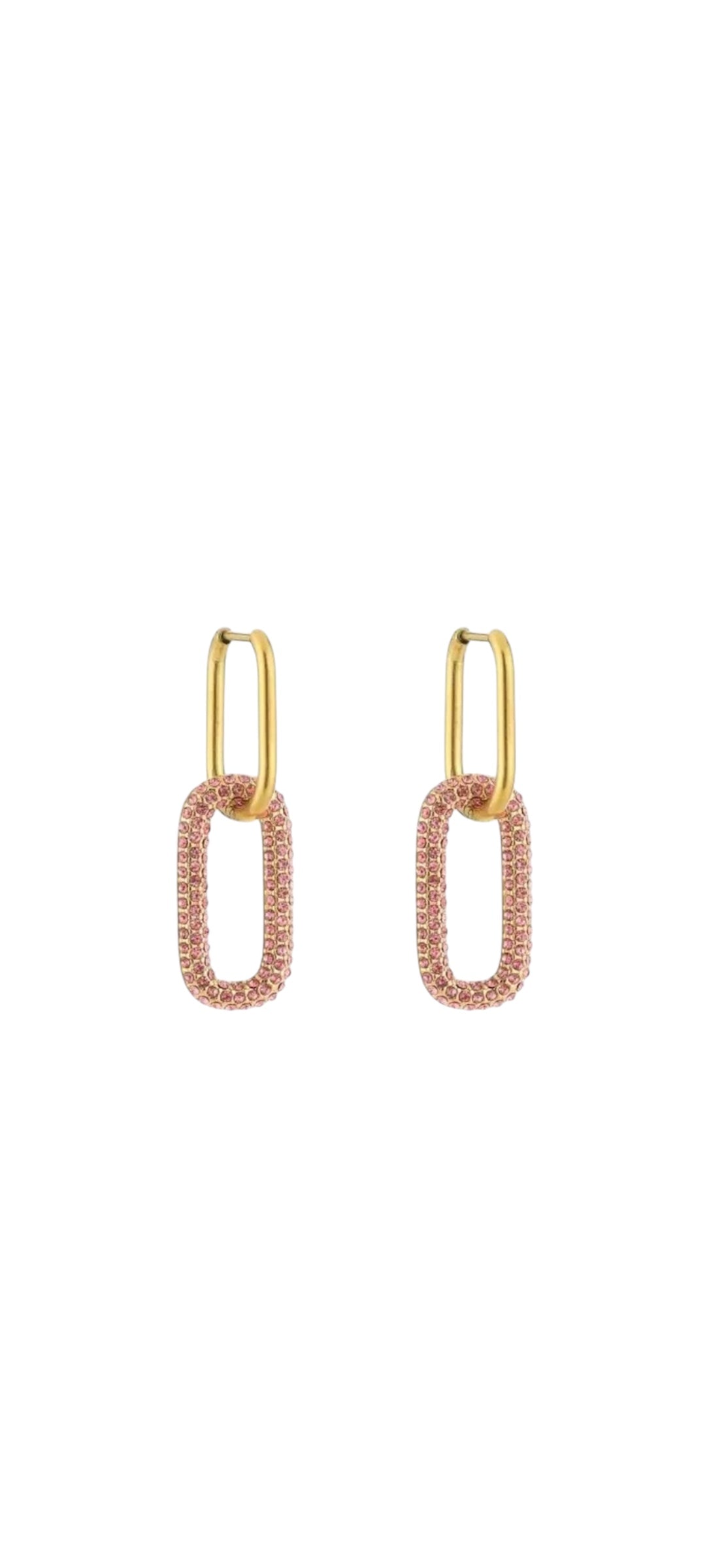 Oorbellen schakel glitter - roze