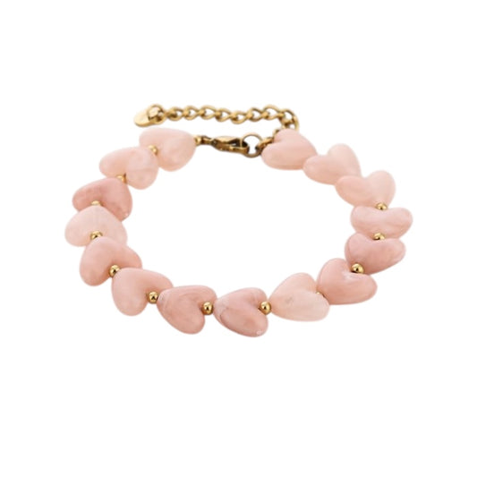 Armband hartjes kralen - roze