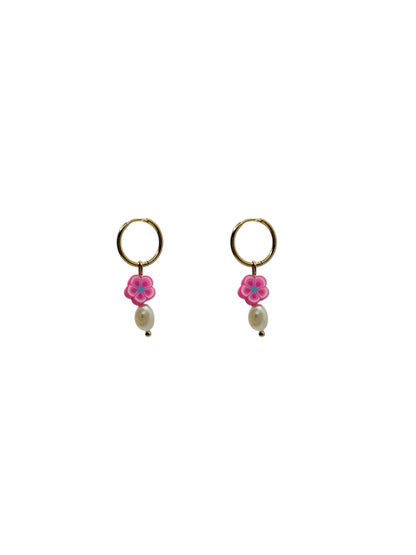 Oorbellen flowers - roze