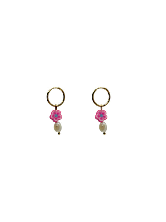Oorbellen flowers - roze